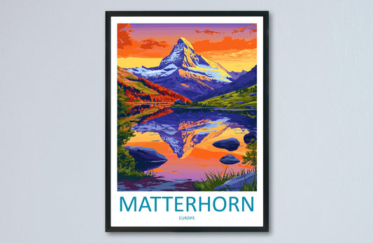 Matterhorn Travel Poster Switzerland Wall Art Mountain Peak Print Alpine View Illustration Nature Decor Matterhorn Gift Souvenir