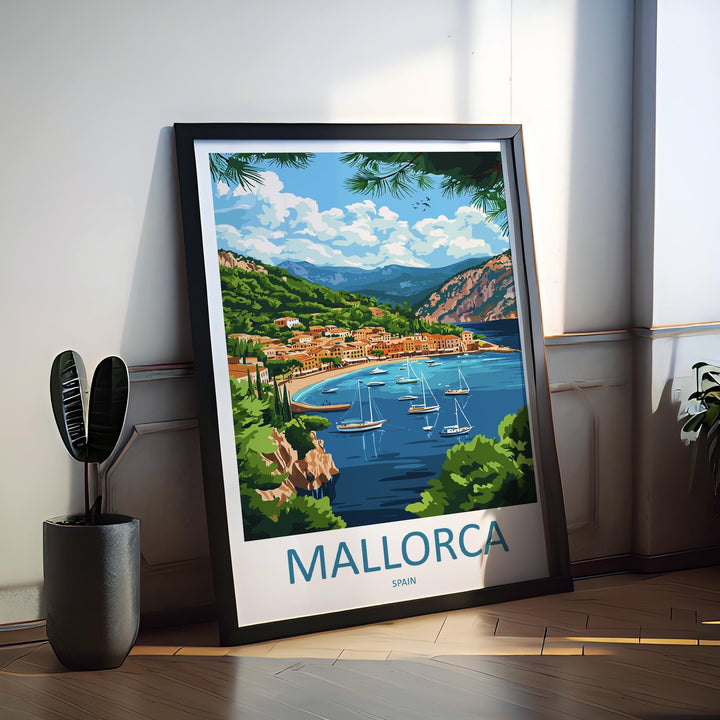 Mallorca Travel Poster Spain Wall Art Island View Print Coastal Scene Illustration Mediterranean Decor Mallorca Gift Souvenir