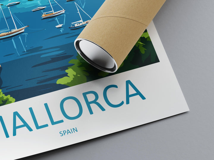 Mallorca Travel Poster Spain Wall Art Island View Print Coastal Scene Illustration Mediterranean Decor Mallorca Gift Souvenir