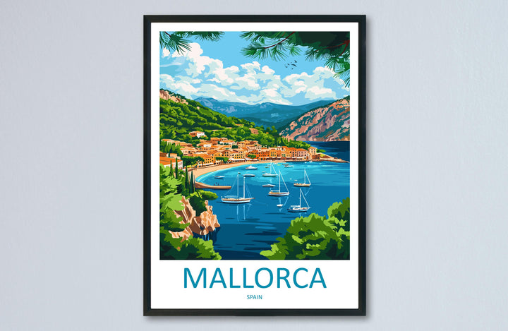 Mallorca Travel Poster Spain Wall Art Island View Print Coastal Scene Illustration Mediterranean Decor Mallorca Gift Souvenir