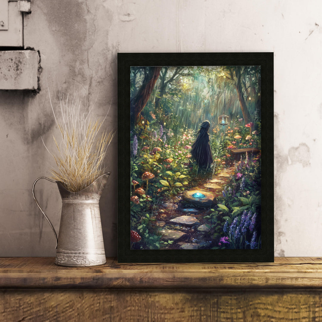 Rain Summoning Garden Print, Vintage Cottagecore, Dark Academia Decor