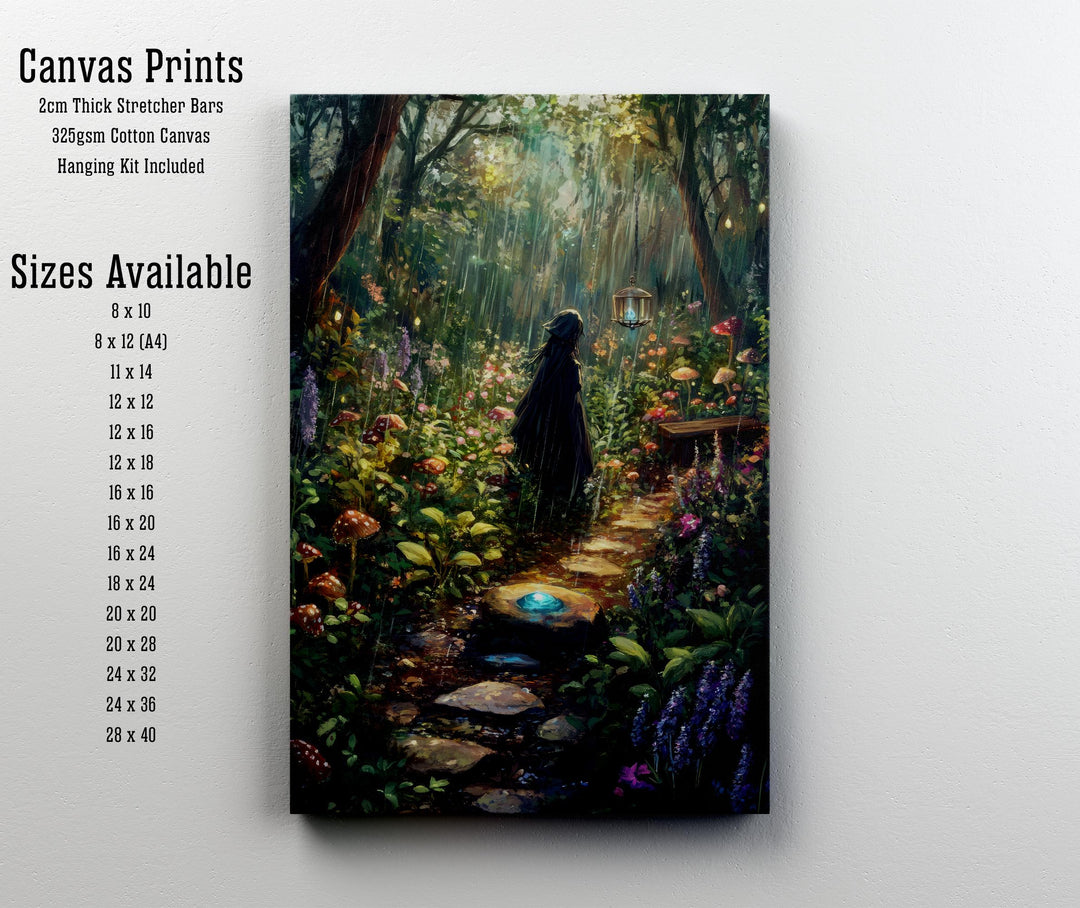 Rain Summoning Garden Print, Vintage Cottagecore, Dark Academia Decor