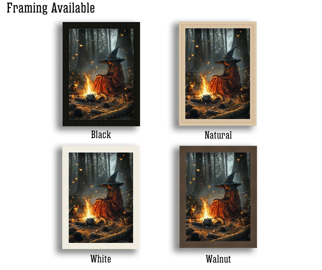 Witch by Firelight Art Print | Vintage Cottagecore Wall Decor