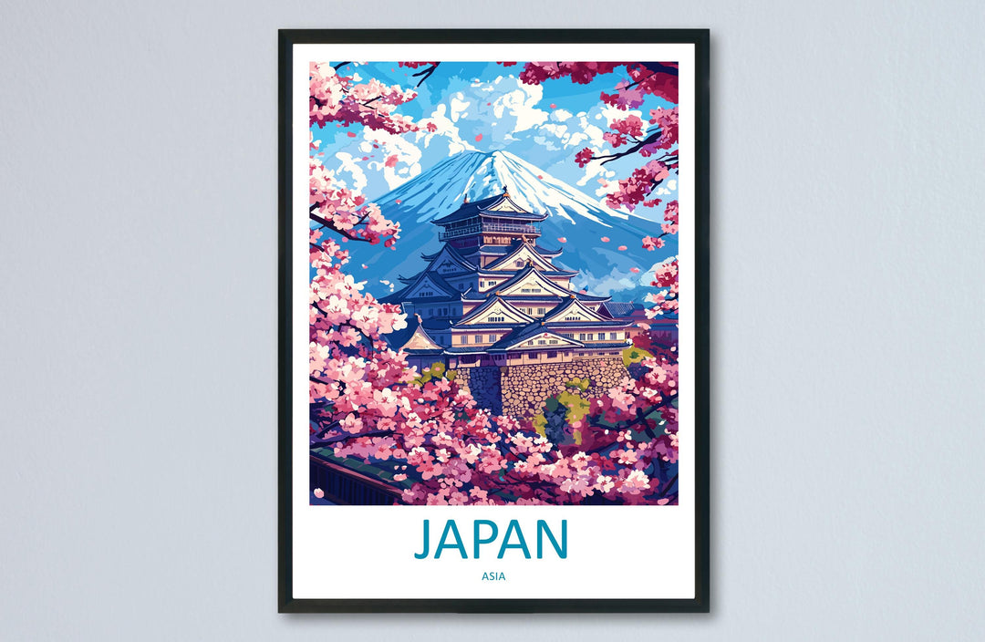 Japan Travel Poster Asia Wall Art Country View Print Mount Fuji Scene Illustration Cultural Decor Japan Gift Souvenir Landscape Art
