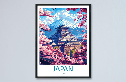 Japan Travel Poster Asia Wall Art Country View Print Mount Fuji Scene Illustration Cultural Decor Japan Gift Souvenir Landscape Art