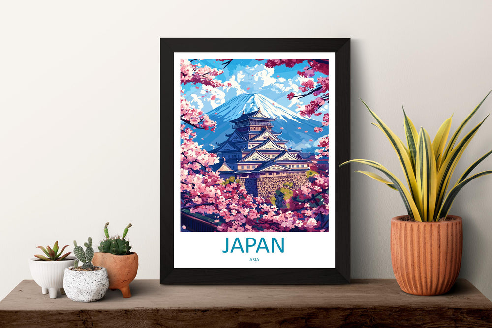 Japan Travel Poster Asia Wall Art Country View Print Mount Fuji Scene Illustration Cultural Decor Japan Gift Souvenir Landscape Art