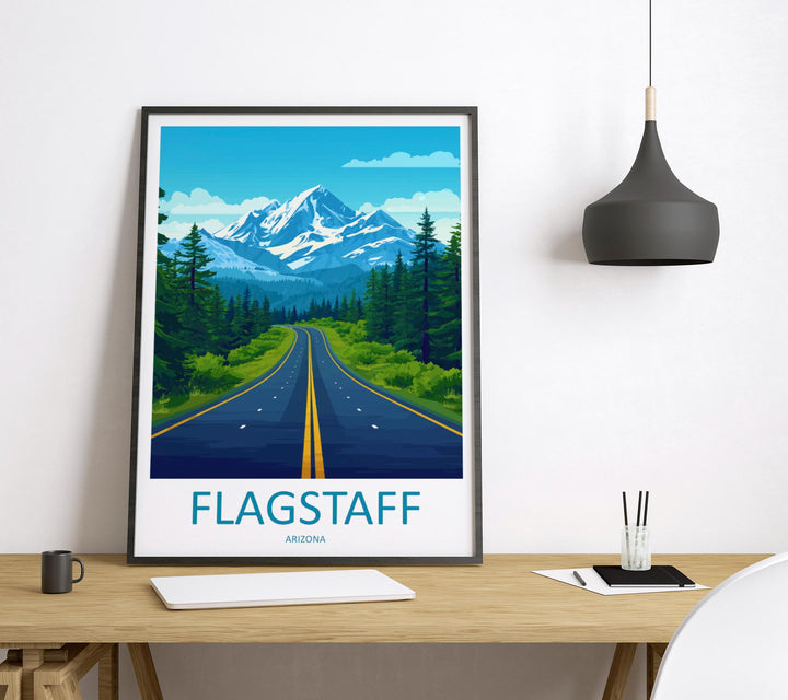 Flagstaff Travel Poster Arizona Wall Art Mountain Town Print Forest View Illustration Southwest Decor Flagstaff Gift Souvenir Scene