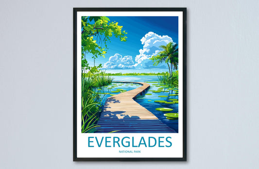Everglades National Park Travel Poster Florida Wall Art Wetlands View Print Wildlife Scene Illustration Nature Decor Gift Souvenir
