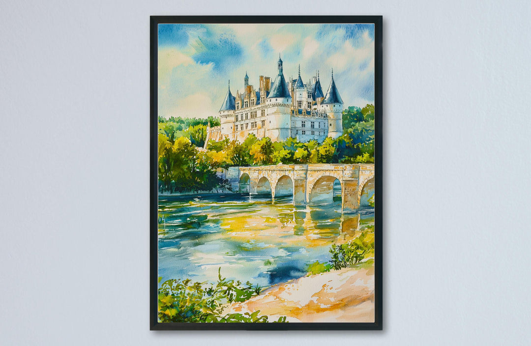 Loire Valley Watercolor Poster Loire Valley Travel Print France Wall Art Loire Valley Decor Chateau Scene French Countryside Print