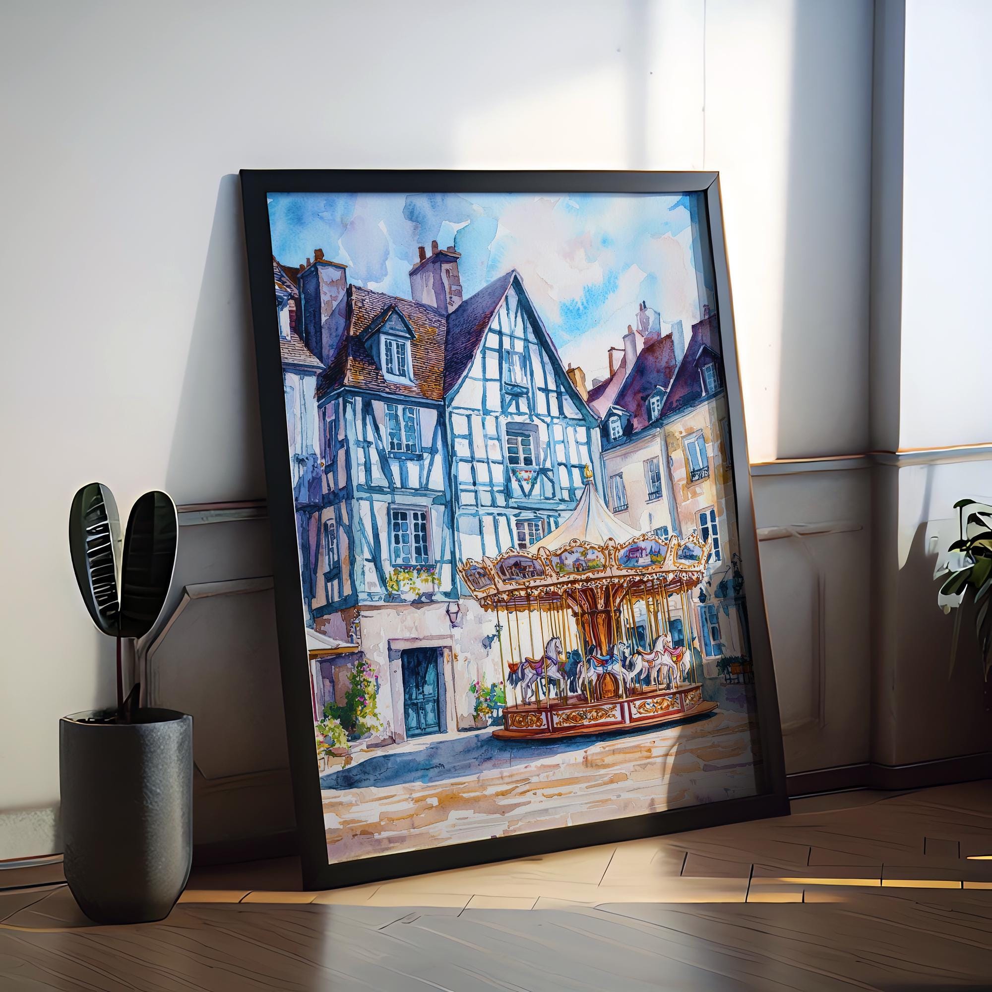 Angers Watercolor Poster Angers Travel Print France Wall Art Angers Decor Chateau Scene Loire Valley City View Historic Architecture Print