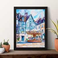 Angers Watercolor Poster Angers Travel Print France Wall Art Angers Decor Chateau Scene Loire Valley City View Historic Architecture Print