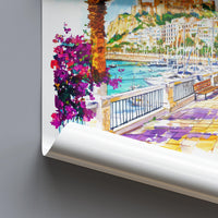 Alicante Watercolor Poster Alicante Travel Print Spain Wall Art Alicante Decor Coastal City Scene Castle Beach Spanish View Landscape