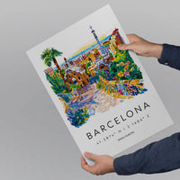 Barcelona Watercolor Poster Barcelona Travel Print Spain Wall Art Barcelona Decor Gaudi Architecture City View Mediterranean Scene Print