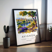 Avignon Watercolor Poster Avignon Travel Print France Wall Art Avignon Decor Historic City Scene Papal Palace View River Landscape Print