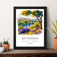 Avignon Watercolor Poster Avignon Travel Print France Wall Art Avignon Decor Historic City Scene Papal Palace View River Landscape Print