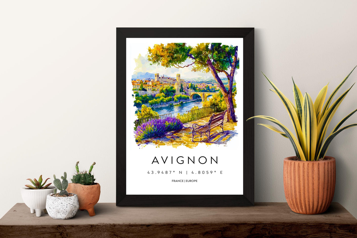 Avignon Watercolor Poster Avignon Travel Print France Wall Art Avignon Decor Historic City Scene Papal Palace View River Landscape Print