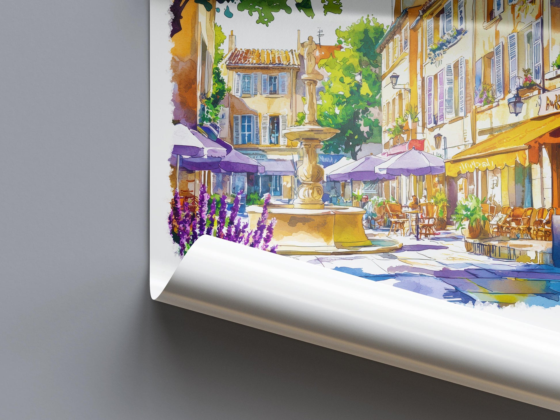 Aix en Provence Watercolor Poster Travel Print France Wall Art Aix en Provence Decor City Scene Lavender Market French Town View Print