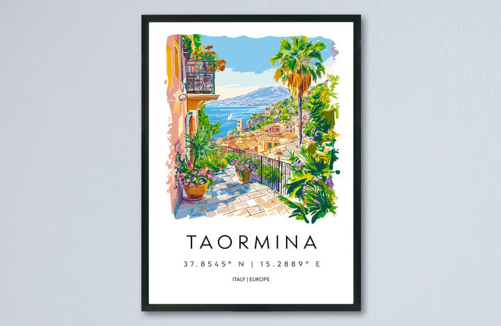 Taormina Watercolor Poster Taormina Sicily Travel Print Wall Art Taormina Decor Italian Town Fine Art Print Taormina Souvenir Gift