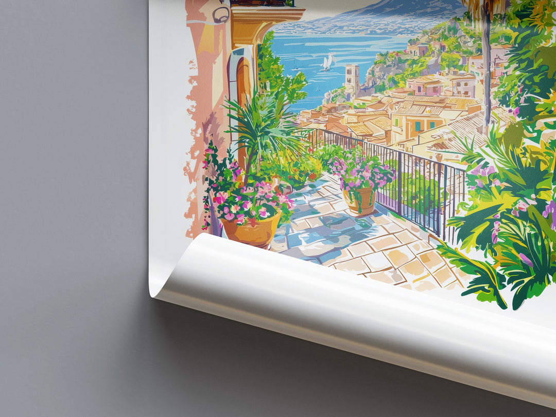 Taormina Watercolor Poster Taormina Sicily Travel Print Wall Art Taormina Decor Italian Town Fine Art Print Taormina Souvenir Gift