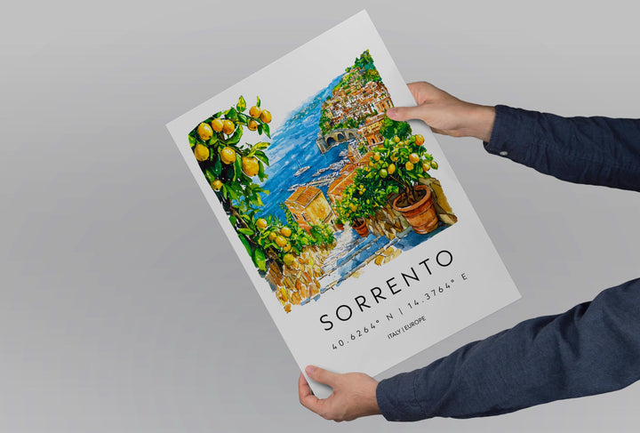 Sorrento Watercolor Poster Sorrento Italy Travel Print Wall Art Sorrento Decor Italian Coast Fine Art Print Sorrento Souvenir Gift
