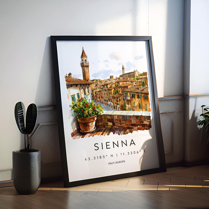 Siena Watercolor Poster Siena Italy Travel Print Wall Art Siena Decor Italian Medieval City Fine Art Print Siena Souvenir Gift for Travelers