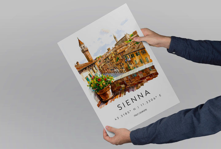 Siena Watercolor Poster Siena Italy Travel Print Wall Art Siena Decor Italian Medieval City Fine Art Print Siena Souvenir Gift for Travelers