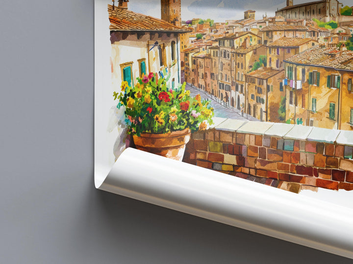 Siena Watercolor Poster Siena Italy Travel Print Wall Art Siena Decor Italian Medieval City Fine Art Print Siena Souvenir Gift for Travelers