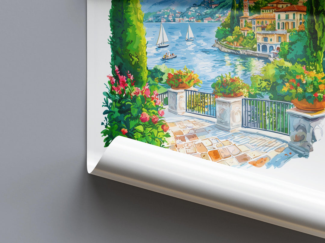 Lake Como Watercolor Poster Lake Como Italy Travel Print Wall Art Lake Como Home Decor Lake Como Gift Art Lovers Italy Art Lake Como