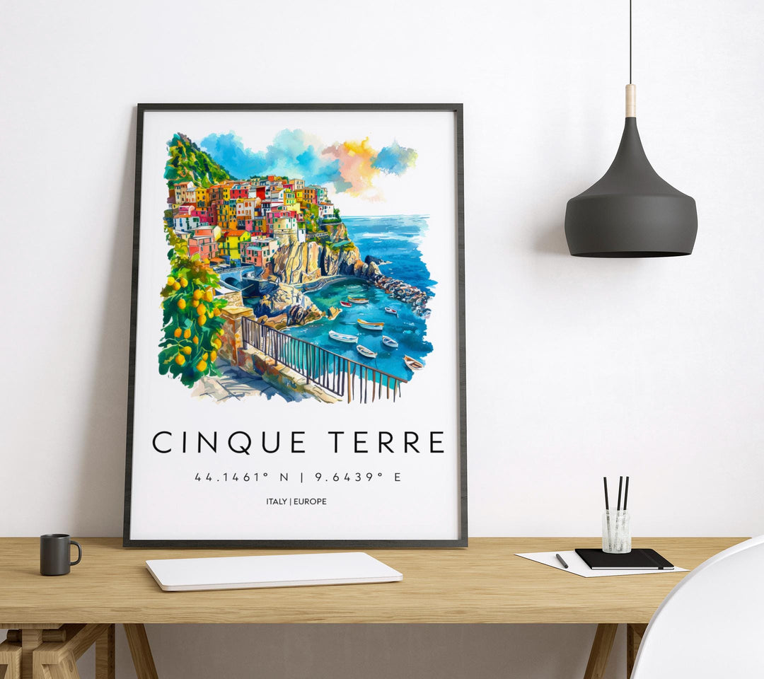 Cinque Terre Watercolor Poster Cinque Terre Italy Travel Print Wall Art Cinque Terre Home Decor Cinque Terre Gift Art Lovers Italy Art