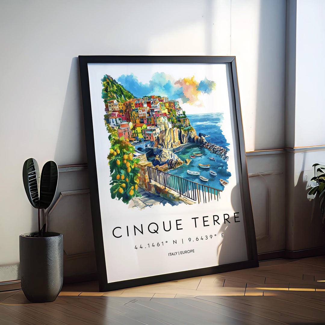 Cinque Terre Watercolor Poster Cinque Terre Italy Travel Print Wall Art Cinque Terre Home Decor Cinque Terre Gift Art Lovers Italy Art