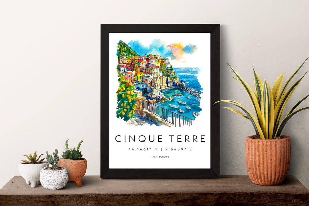 Cinque Terre Watercolor Poster Cinque Terre Italy Travel Print Wall Art Cinque Terre Home Decor Cinque Terre Gift Art Lovers Italy Art