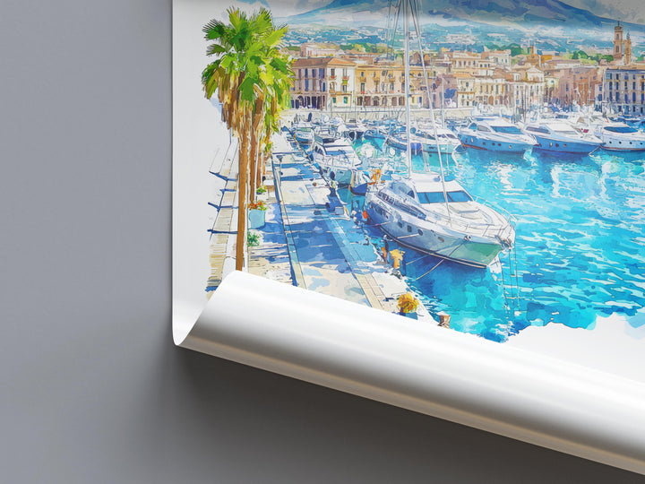 Catania Watercolor Poster Catania Italy Travel Print Wall Art Catania Home Decor Catania Gift Art Lovers Italy Art Catania Sicily Etna View