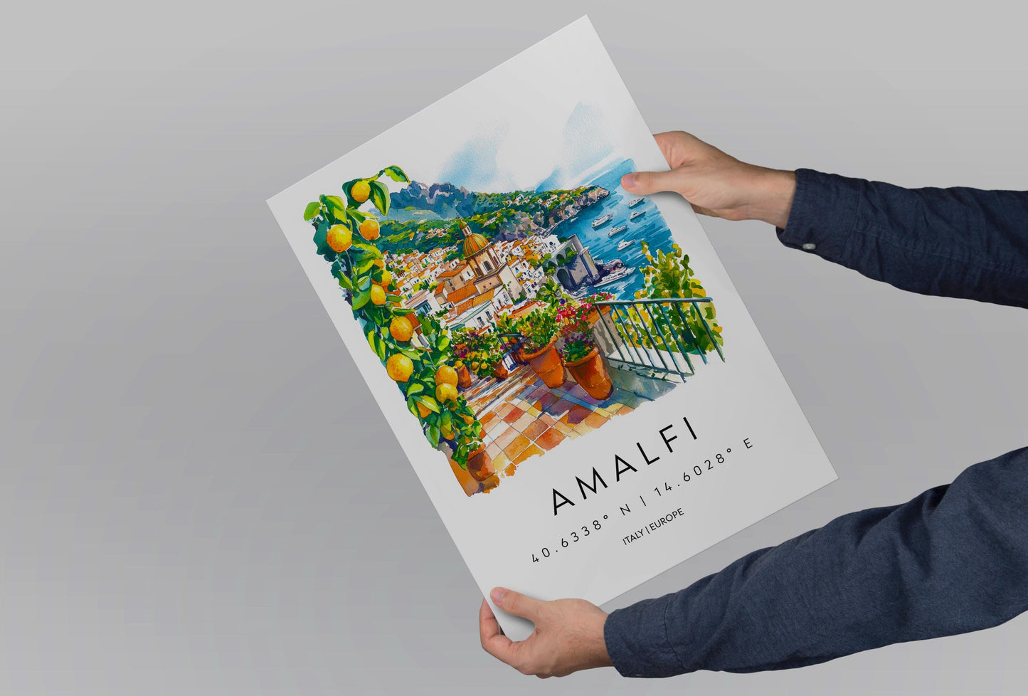 Amalfi Watercolor Poster Amalfi Italy Travel Print Wall Art Amalfi Home Decor Amalfi Gift Art Lovers Italy Art Amalfi Coastline
