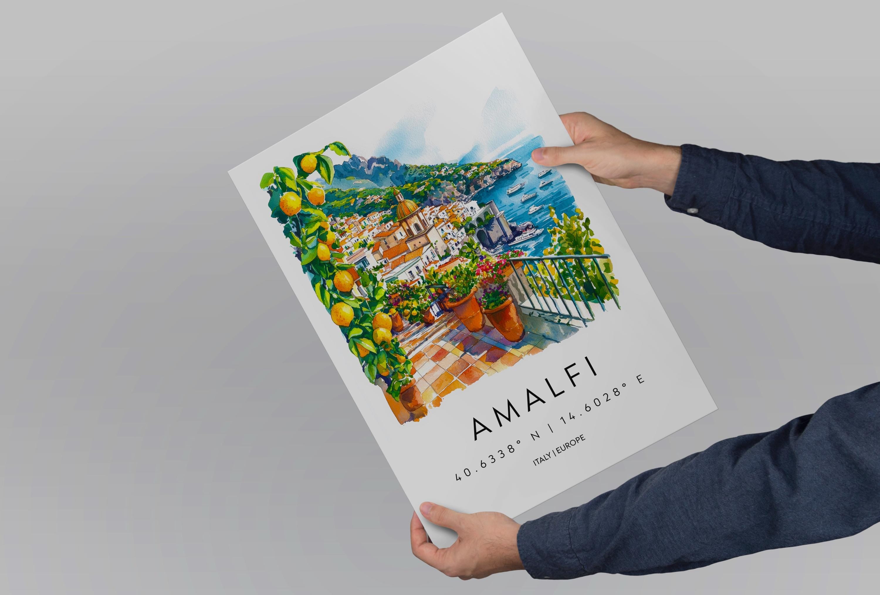 Amalfi Watercolor Poster Amalfi Italy Travel Print Wall Art Amalfi Home Decor Amalfi Gift Art Lovers Italy Art Amalfi Coastline