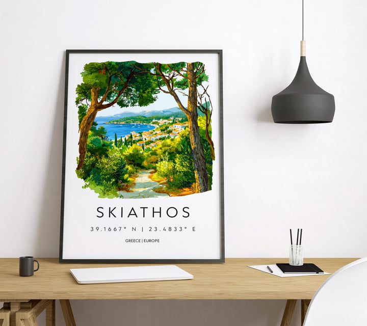 Skiathos Watercolor Poster Skiathos Greece Travel Print Wall Art Skiathos Home Decor Skiathos Gift Art Lovers Greece Art Skiathos Island