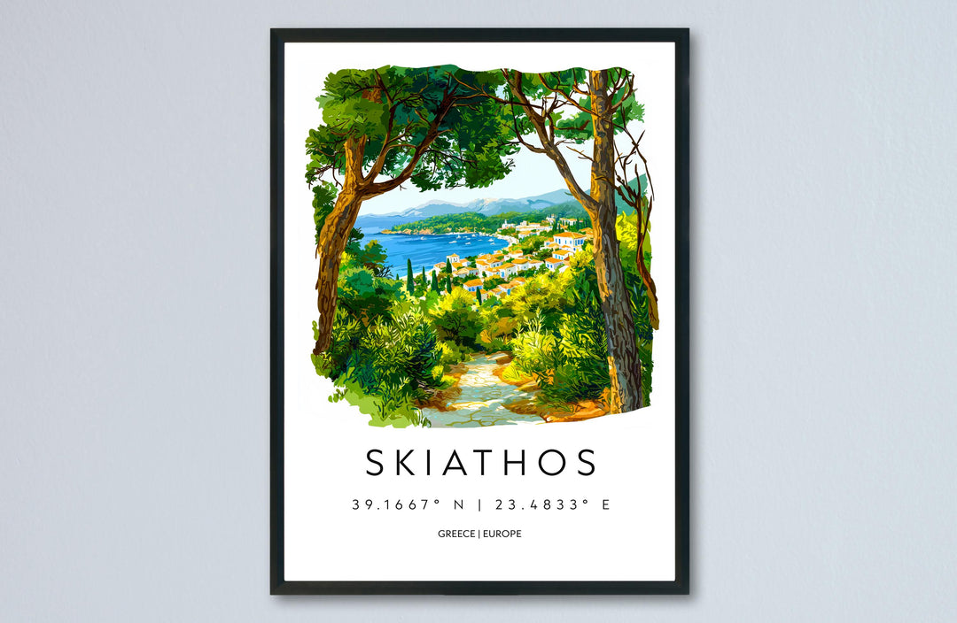 Skiathos Watercolor Poster Skiathos Greece Travel Print Wall Art Skiathos Home Decor Skiathos Gift Art Lovers Greece Art Skiathos Island
