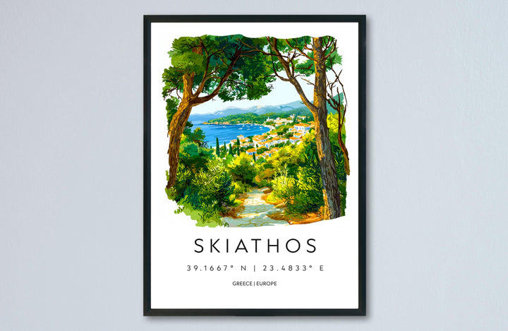 Skiathos Watercolor Poster Skiathos Greece Travel Print Wall Art Skiathos Home Decor Skiathos Gift Art Lovers Greece Art Skiathos Island