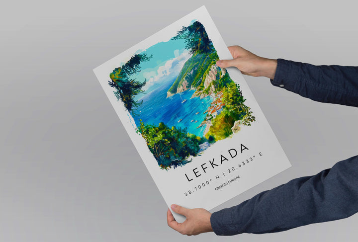 Lefkada Watercolor Poster Lefkada Greece Travel Print Wall Art Lefkada Home Decor Lefkada Gift Art Lovers Greece Art Lefkada Island