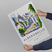 Alberobello Watercolor Poster Alberobello Italy Travel Print Wall Art Alberobello Home Decor Alberobello Gift Art Lovers Puglia Trulli