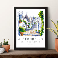 Alberobello Watercolor Poster Alberobello Italy Travel Print Wall Art Alberobello Home Decor Alberobello Gift Art Lovers Puglia Trulli