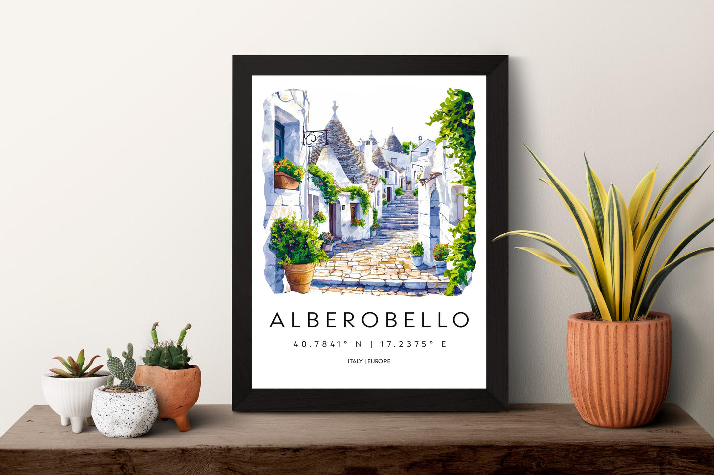 Alberobello Watercolor Poster Alberobello Italy Travel Print Wall Art Alberobello Home Decor Alberobello Gift Art Lovers Puglia Trulli