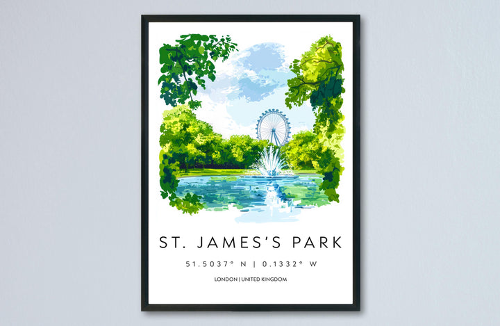 St James Park Watercolor Poster St James Park London Travel Print Wall Art St James Park Home Decor St James Park Gift Art Lovers UK Park