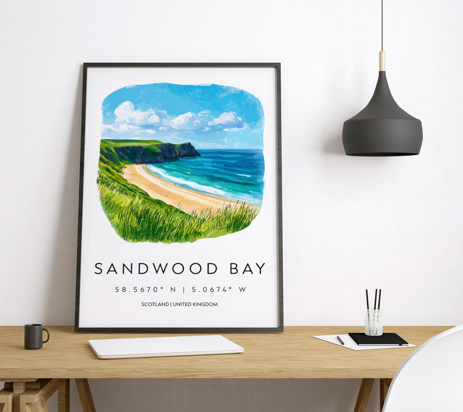 Sandwood Bay Watercolor Poster Sandwood Bay Scotland Travel Print Wall Art Sandwood Bay Home Decor Sandwood Bay Gift Art Lovers Wild Beach