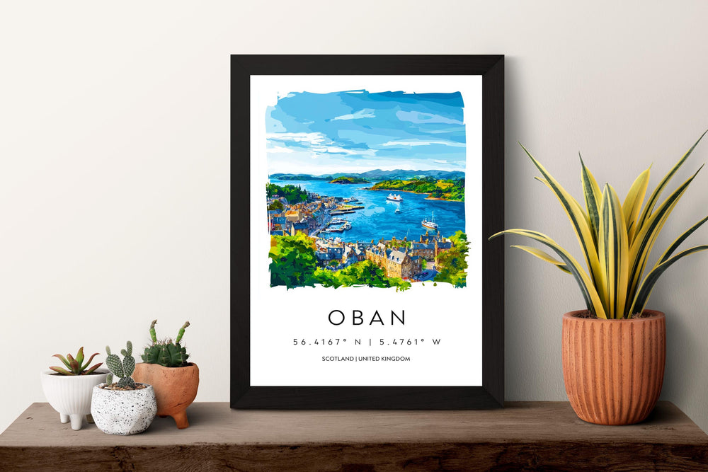 Oban Watercolor Poster Oban Scotland Travel Print Wall Art Oban Home Decor Oban Gift Art Lovers Scottish Coast