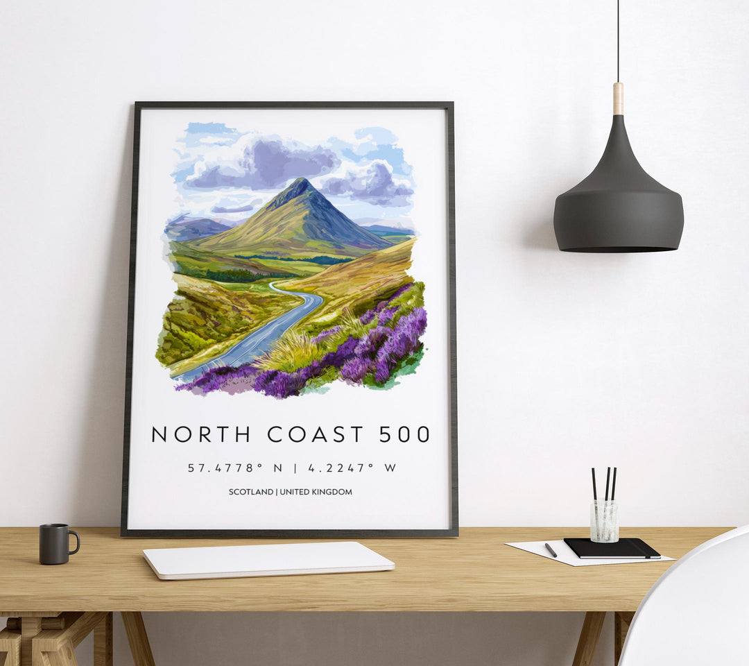 North Coast 500 Watercolor Poster North Coast 500 Scotland Travel Print Wall Art NC500 Home Decor NC500 Gift Art Lovers Scottish Highlands