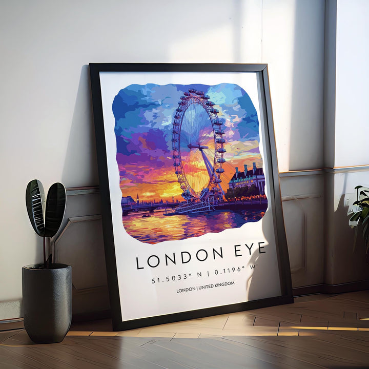 London Eye Watercolor Poster London Eye London Travel Print Wall Art London Eye Home Decor London Eye Gift Art Lovers UK Landmark