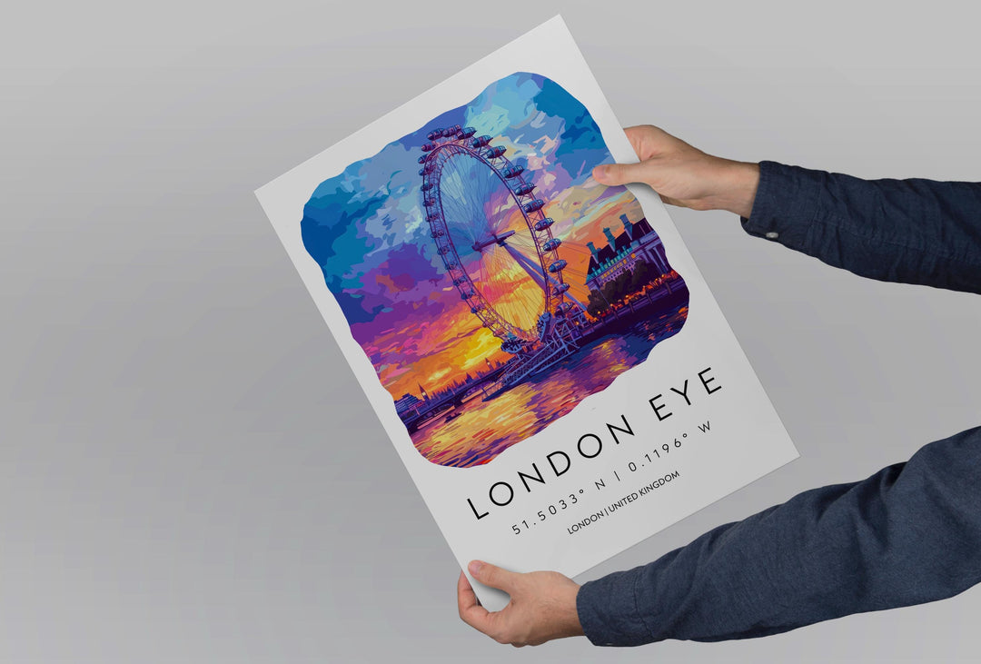 London Eye Watercolor Poster London Eye London Travel Print Wall Art London Eye Home Decor London Eye Gift Art Lovers UK Landmark