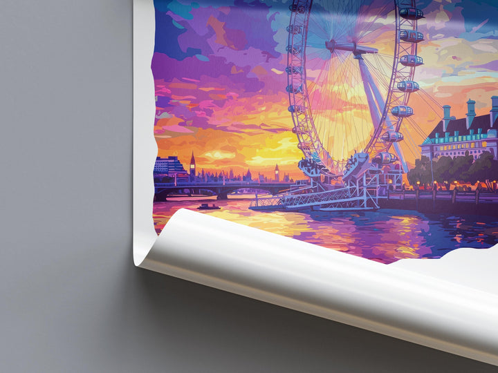 London Eye Watercolor Poster London Eye London Travel Print Wall Art London Eye Home Decor London Eye Gift Art Lovers UK Landmark