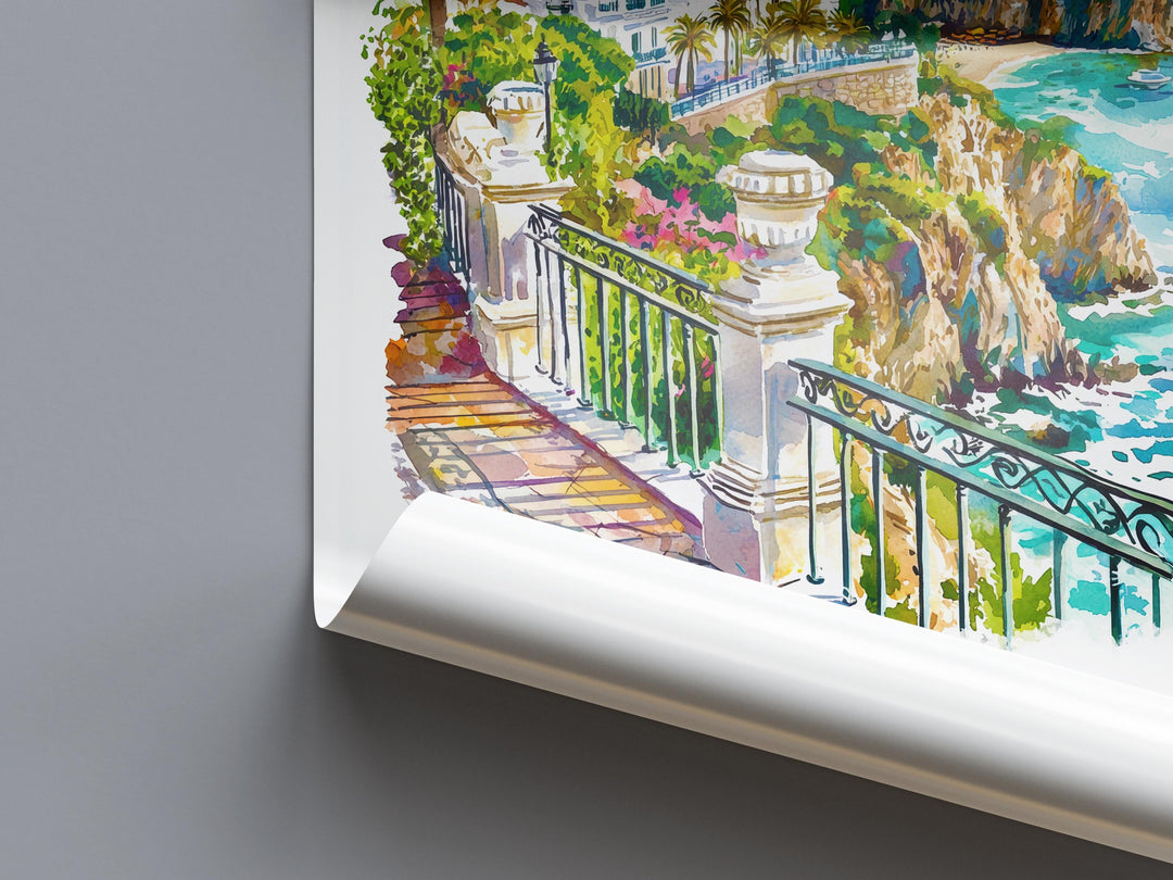 Nerja Watercolor Poster Nerja Spain Travel Print Wall Art Nerja Home Decor Nerja Gift Art Lovers Spain Art Nerja Coastal Town