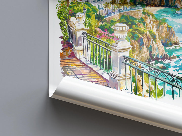 Nerja Watercolor Poster Nerja Spain Travel Print Wall Art Nerja Home Decor Nerja Gift Art Lovers Spain Art Nerja Coastal Town